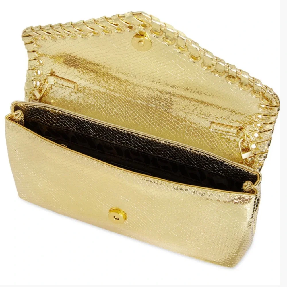 NWT Rebecca Minkoff Whip Convertible Clutch - Color Goldtone Reptile - Picture 3 of 5